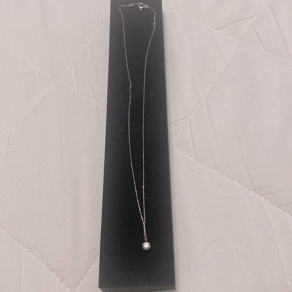 Dainty diamond necklace in 16 inches platinum 850 chain with .347 diamond